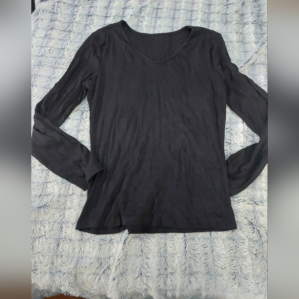 V-neck ribbed‎ long sleeve tee XL